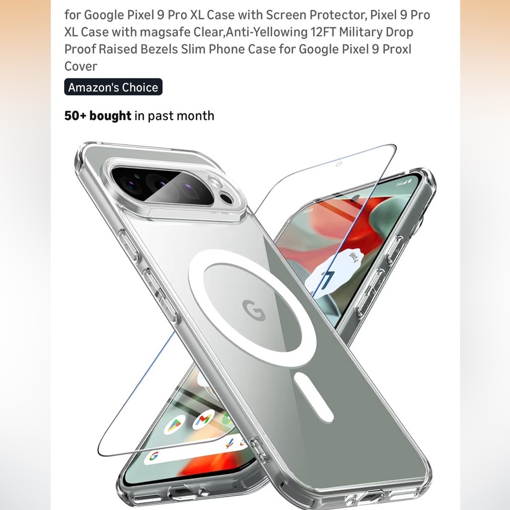 Phone Case with Screen Protector for Google Pixel 9 pro XL